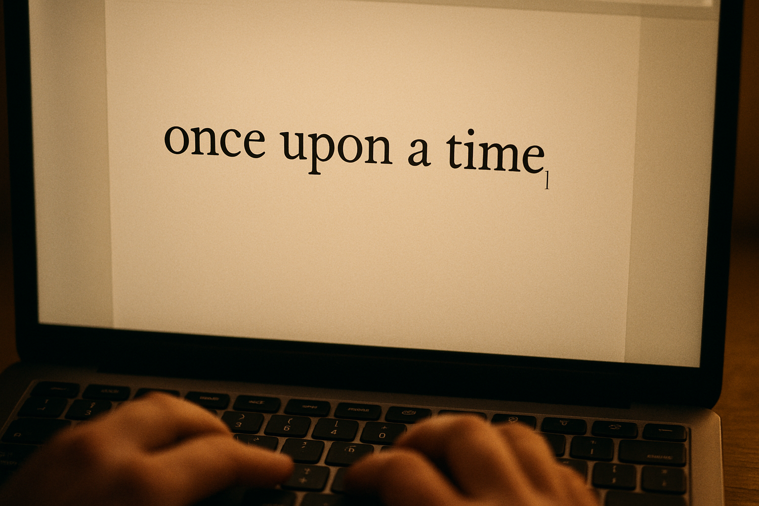computer screen typing "once upon a time"